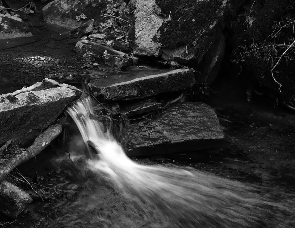 Water falling from rocks