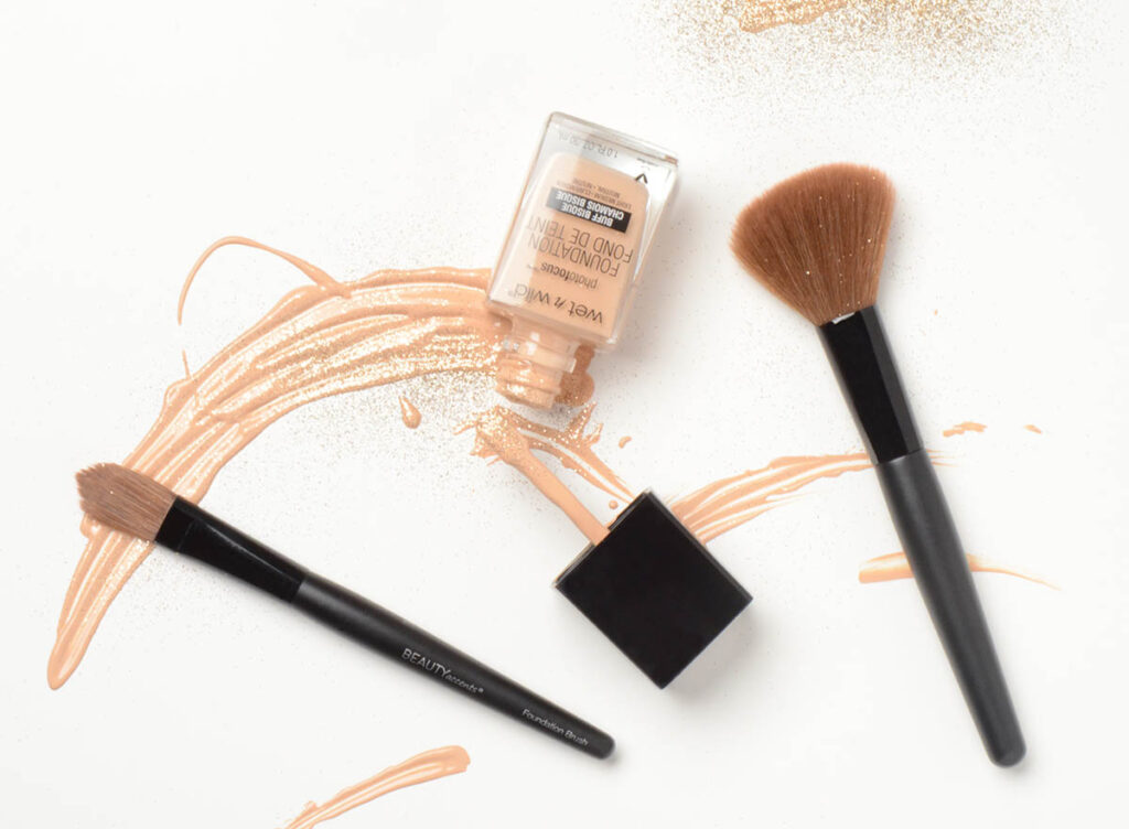 Cosmetics on white background