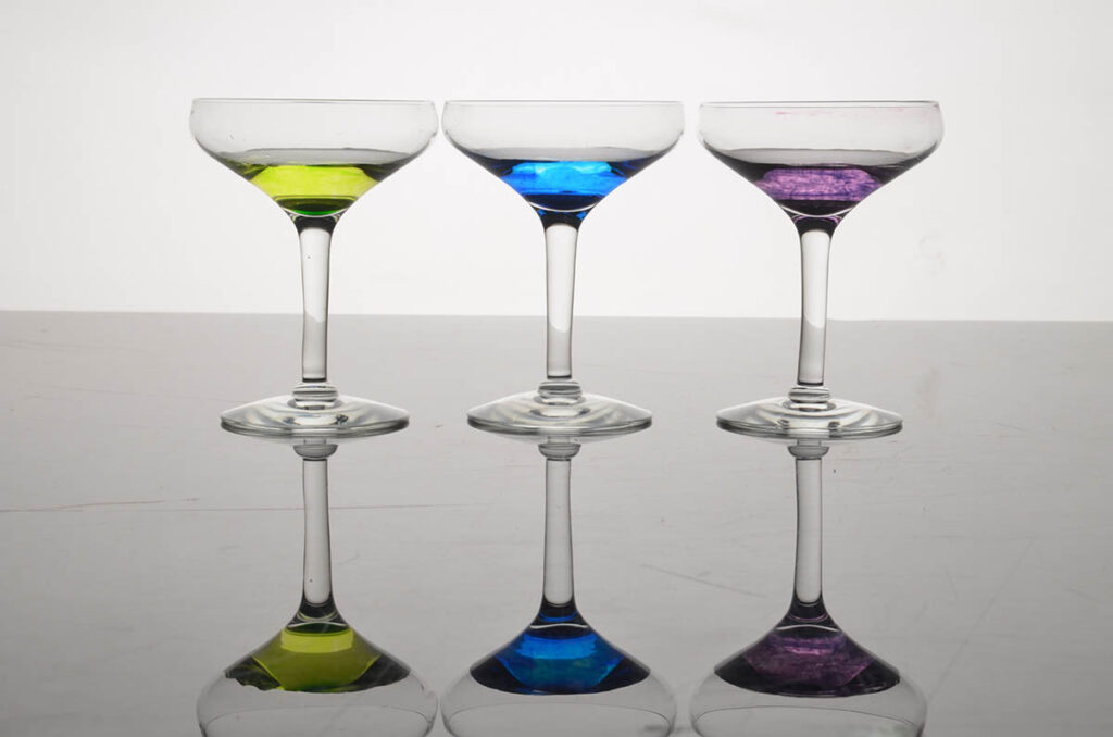 Three glasses half full