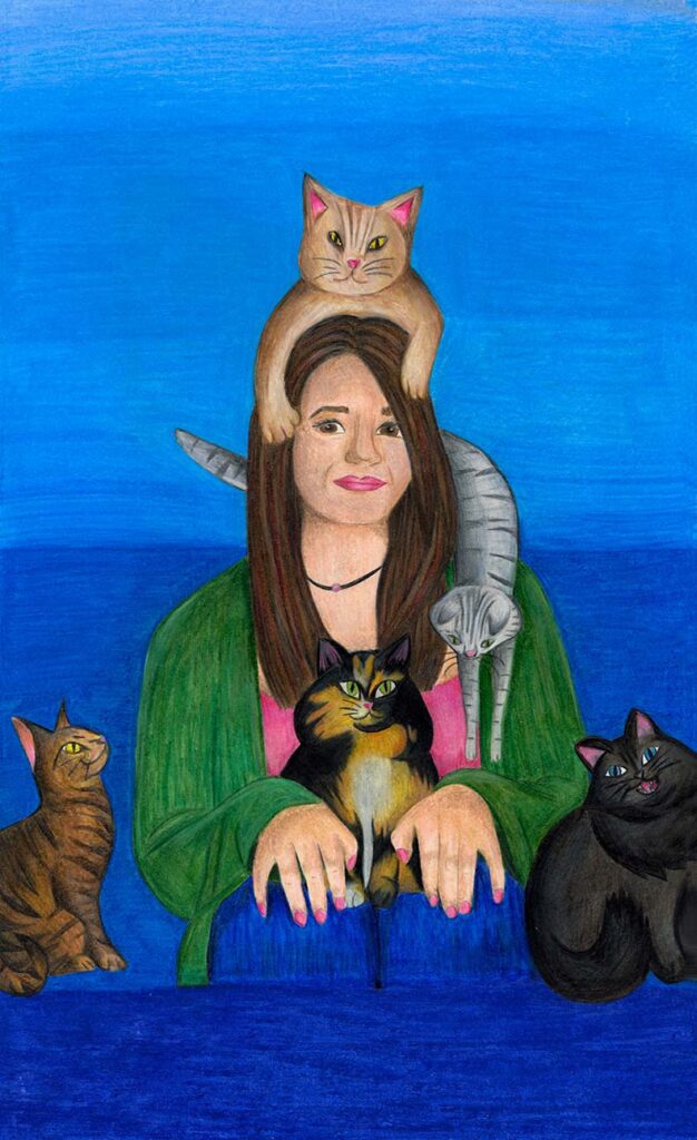 Haley Grether cat lady illustration